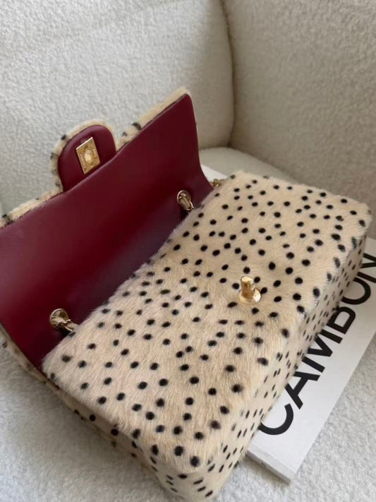 Chanel 2026 Cheetah Print Flap Bag Light Beige mix Black Calf Hair