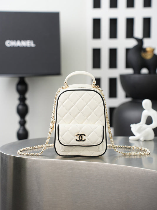 Chanel 2026 Mini Backpack 18cm Black And White leather