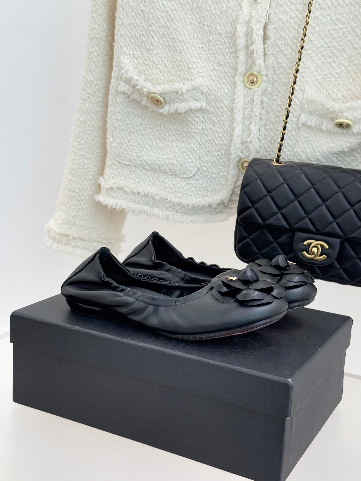 CC 2026 Double C Camellia Ballet Flat Sheepskin