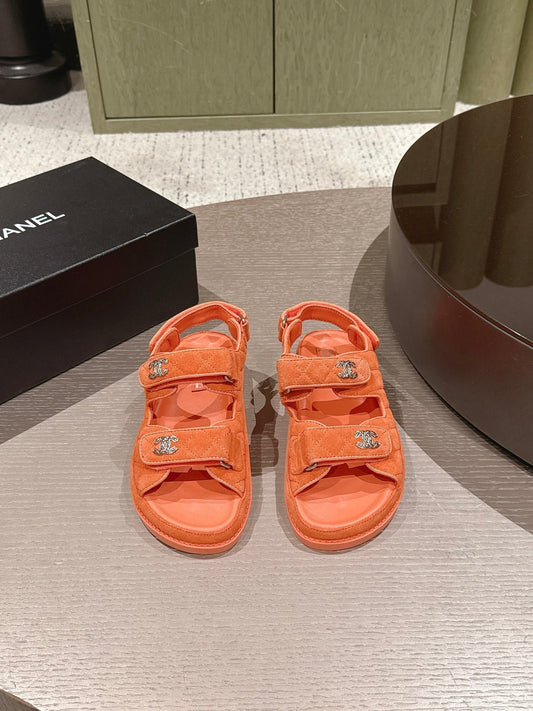 Chanel 2026 Velcro Beach Sandals Suede Leather 762931