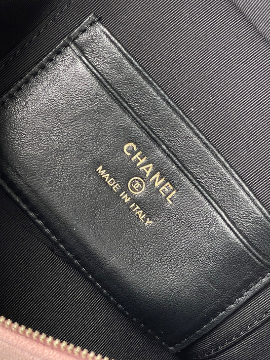 Chanel 2026 Vanity Bag 19.5cm Pink mix Black Suede Leather