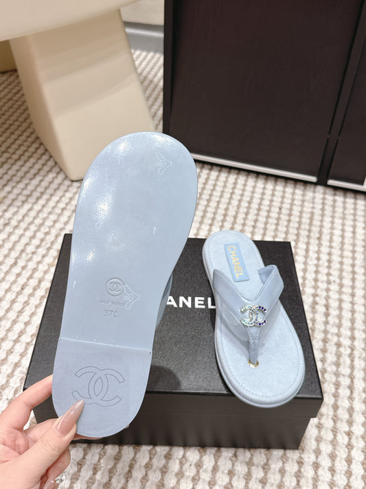 CC 26s Thong Sandals Baby Blue Suede Sheepskin 632356