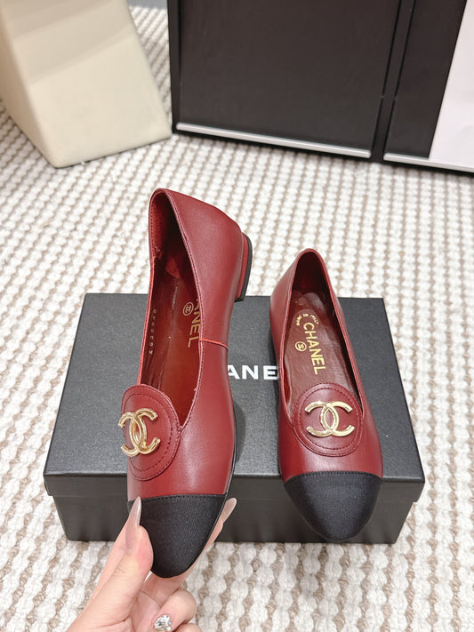 CC 26s Slip-on Flat Burgundy Black Calfskin 632342
