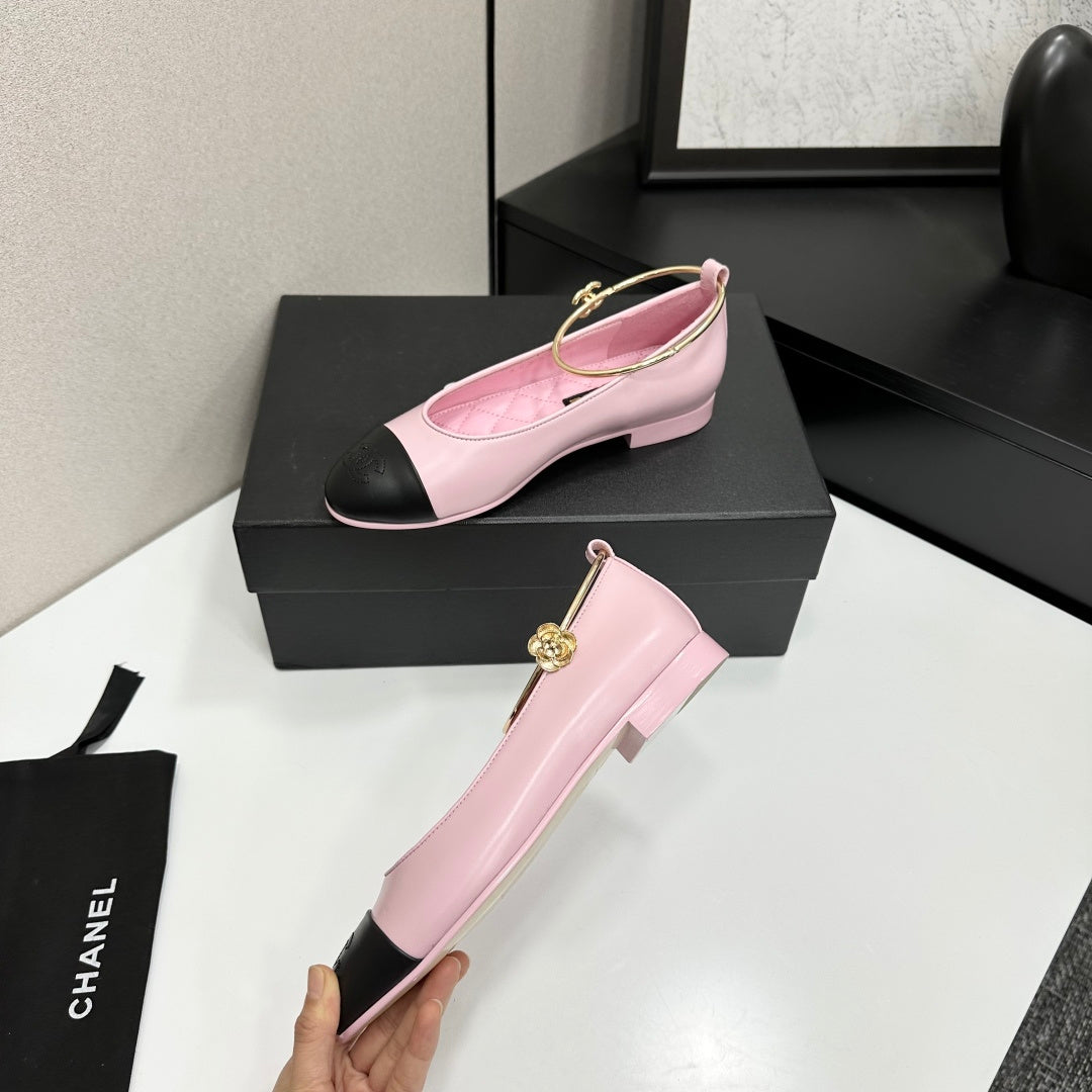 CC 26s Ballet Flats Light Pink Black Sheepskin 626302