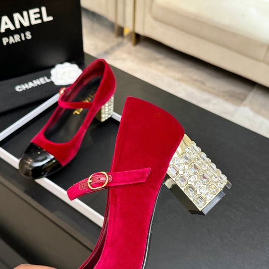 CC 2026 Mary Jane 65 Red Velvet Leather 700644