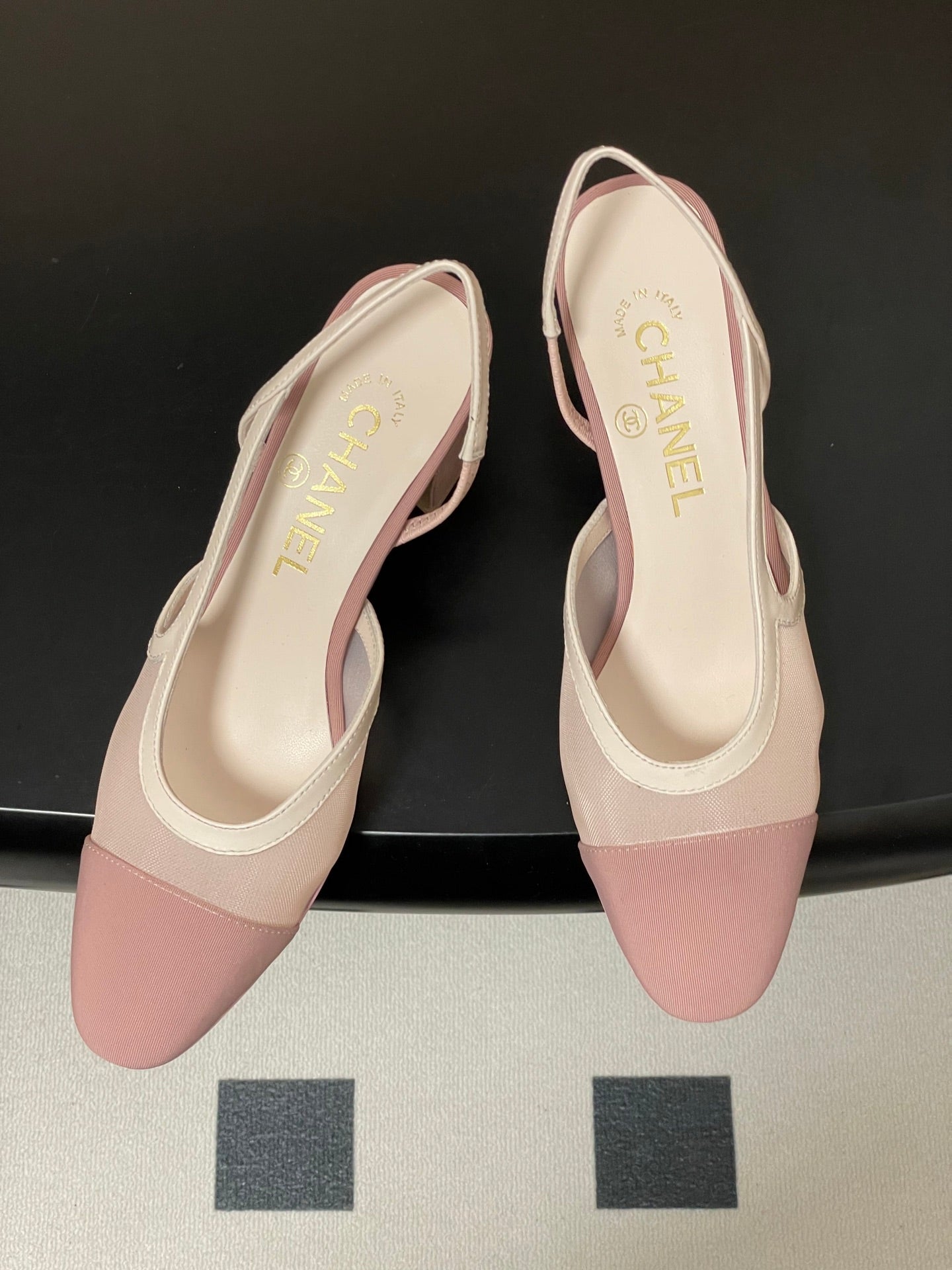 CC 26s Slingback 65 Light Pink Mesh Fabric Sheepskin 649443