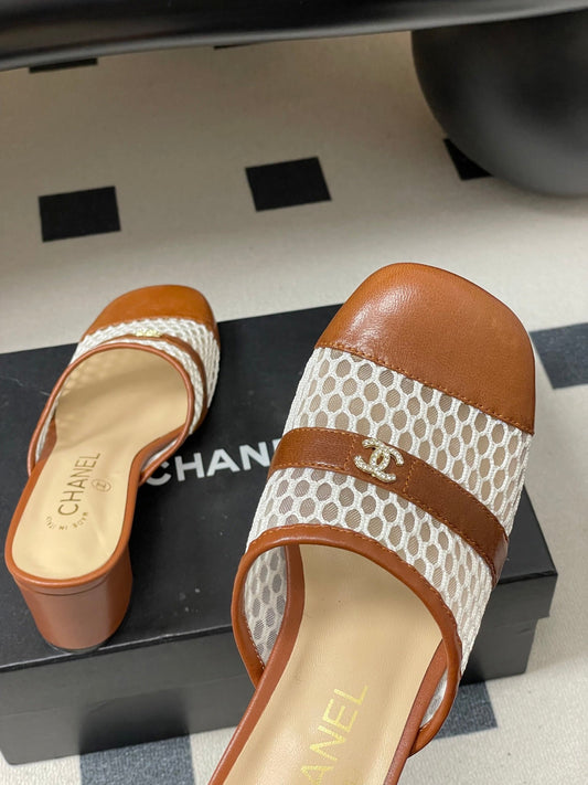 CC 26s High-Heeled Mules 65 Camel Brown Cowhide 649463