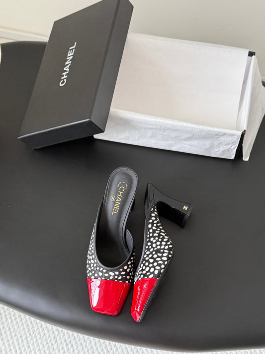 CC 2026 Mary Jane Mule 70 Black Red Patent Leather 700434
