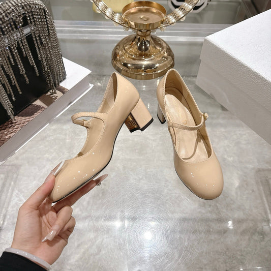 CD 26 Lolita High-Heeled 40 Beige Patent Leather 592219