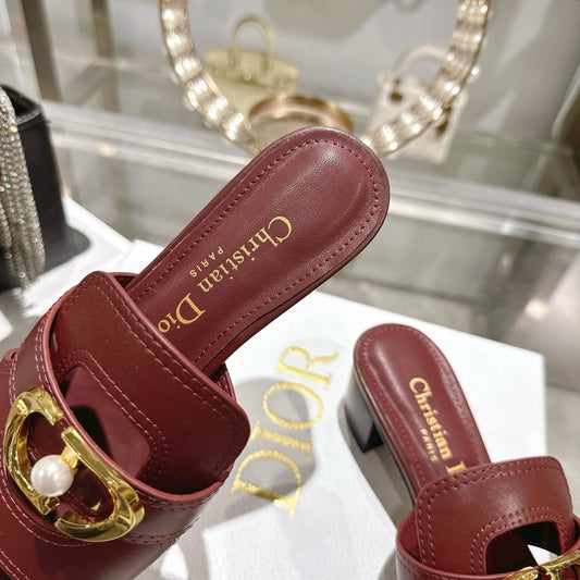 CD 26 Chunky Heel Sandals 35mm Burgundy Leather 592268