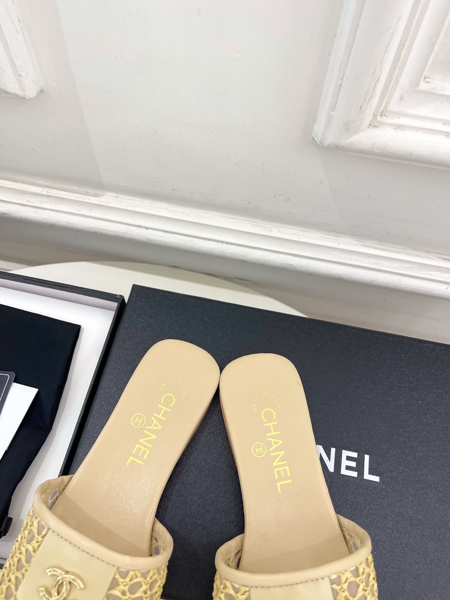 Chanel 2026 Woven Flat Slippers Leather Sheepskin 831405