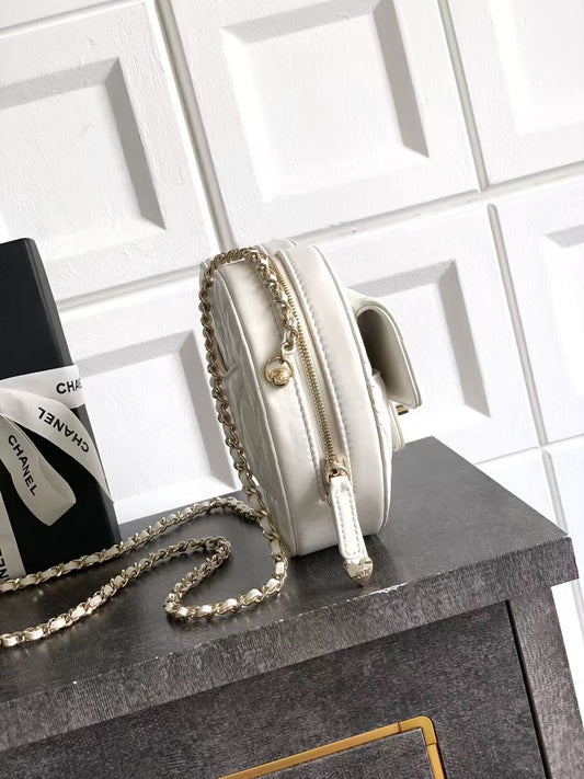 Chanel 2026 Quilted CC In Love Heart Bag White Lambskin