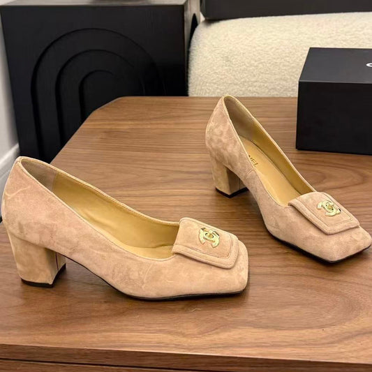 Chanel 2026 High Heel Pump 60mm Beige Suede Leather