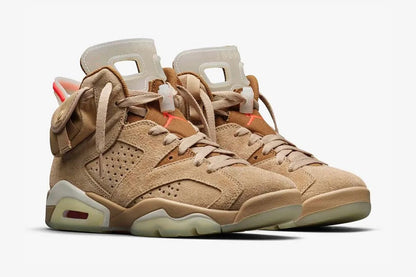 Air Jordan 6 Retro TraviScots British Khaki Sneakers - Collector's Edition
