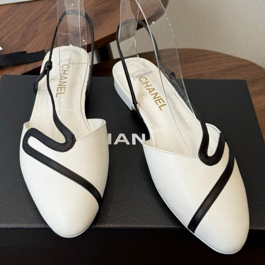 Chanel 2026 Open Back Flat Sandals Leather Sheepskin 833990