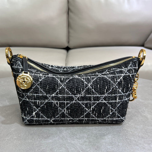 Dior 2026 Star Hobo Bag With Chain 28.5cm Tweed Leather