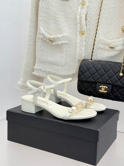 CC 2026 Chunky Heel Sandals 40 Sheepskin Gold Charm