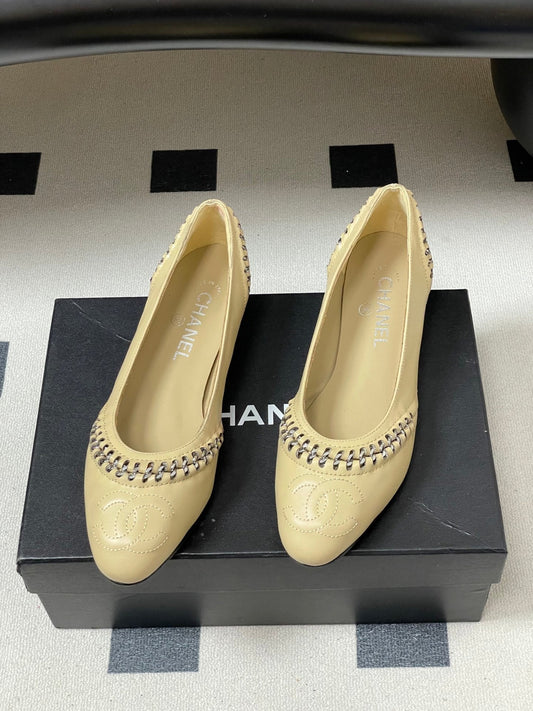 CC 2026 Embroidered Ballet Flat Sheepskin