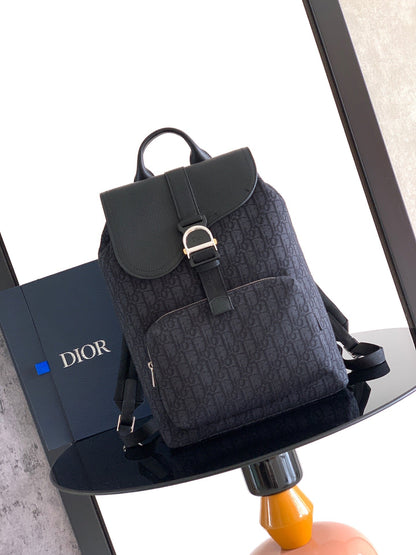 Dior 2026 Saddle Heritage Backpack With Flap 42cm Fabric Leather 355424