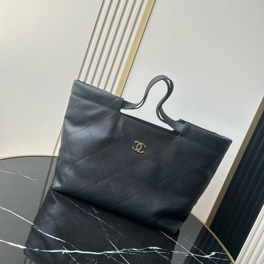Chanel 2026 Preppy Tote Bag 30cm Brown And Black Grained Calfksin