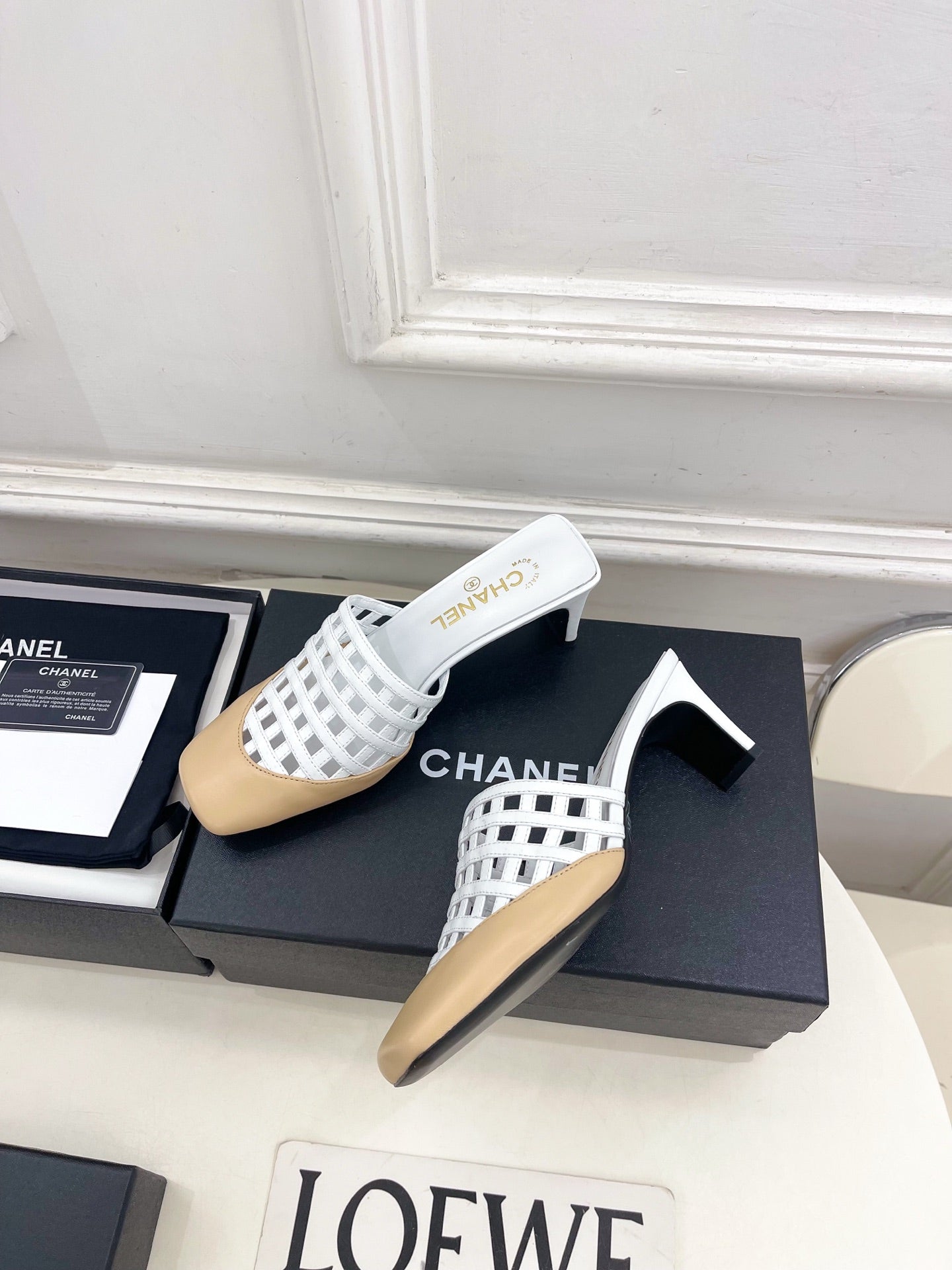 Chanel 2026 Square Toe Slippers Leather Sheepskin 831418