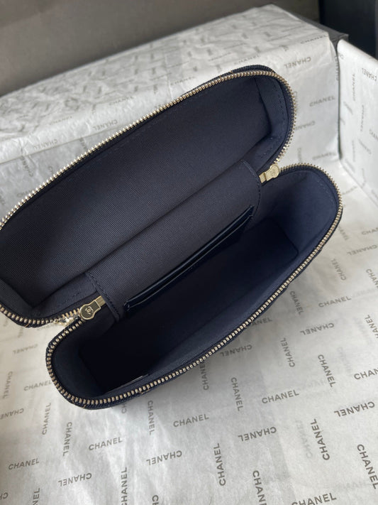 Chanel 2026 Vanity Bag 19.5cm Blue Denim Leather