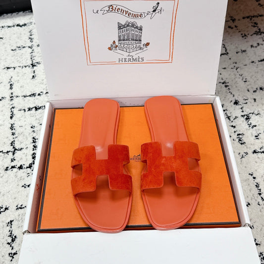 HM 26ss Oran Sandals Orange Suede Cowhide 617192