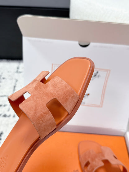 HM 26ss Oran Sandals Light Orange Suede Cowhide 617198