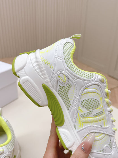 CD 26s Chrono Sneakers White Green Cowhide Mesh 643754