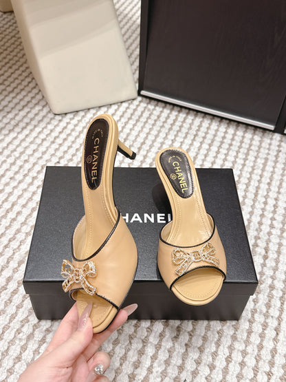 CC 26s Stiletto Sandals 55 Beige Leather 652569