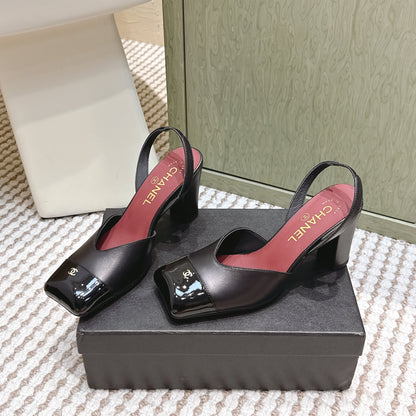CC 26s Mary Jane Sandals 90 Black Patent Leather  Sheepskin 653546