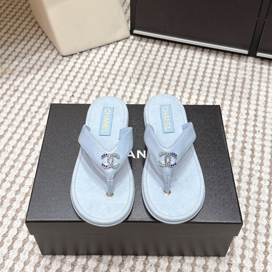 CC 26s Thong Sandals Baby Blue Suede Sheepskin 632356