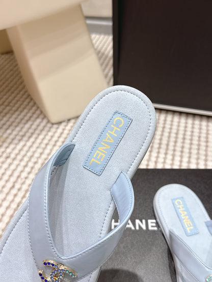 CC 26s Thong Sandals Baby Blue Suede Sheepskin 632356