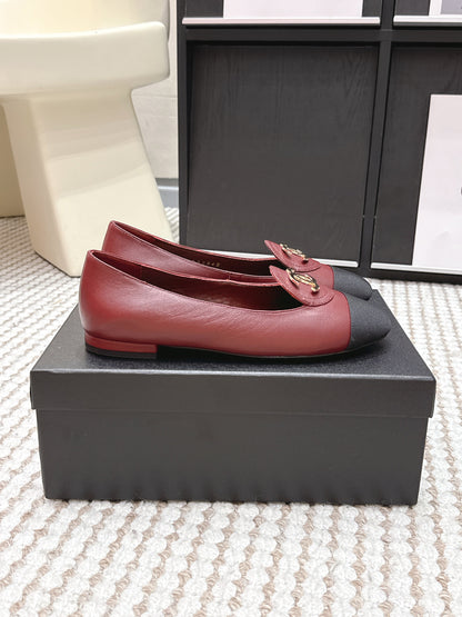 CC 26s Slip-on Flat Burgundy Black Calfskin 632342