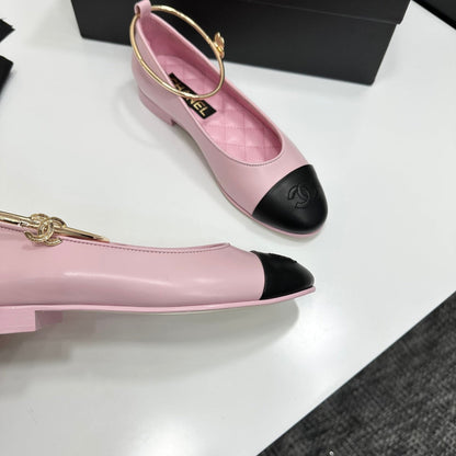 CC 26s Ballet Flats Light Pink Black Sheepskin 626302
