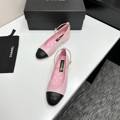 CC 26s Ballet Flats Light Pink Black Sheepskin 626302