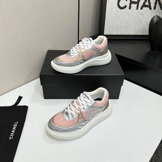 CC 26s Casual Sneakers Light Pink Gray Fabric Cowhide 626379