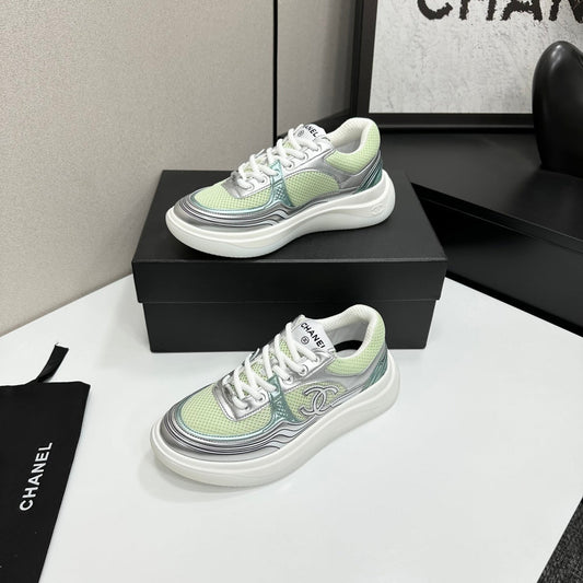 CC 26s Casual Sneakers Mint Green Sliver Fabric Cowhide 626385