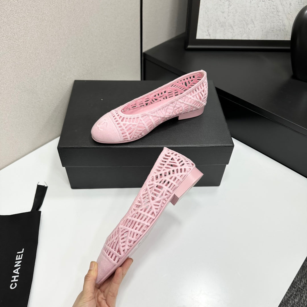 CC 26s Ballet Flats Pink Canvas Leather 626299
