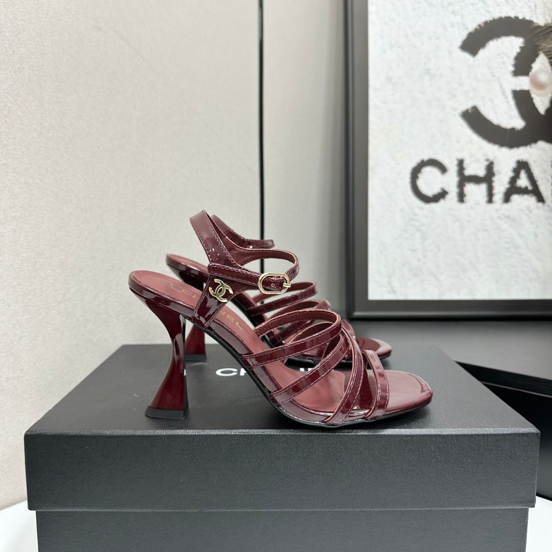 CC 26s High Heel Sandals 80 Burgundy Patent Leather 626284