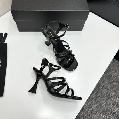 CC 26s High Heel Sandals 80 Black Patent Leather 626286