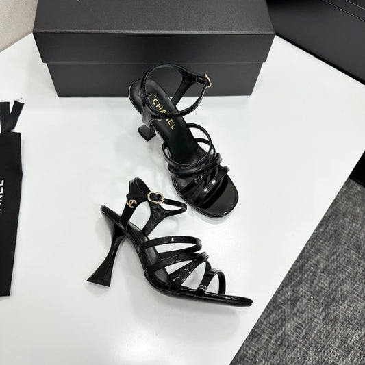 CC 26s High Heel Sandals 80 Black Patent Leather 626286