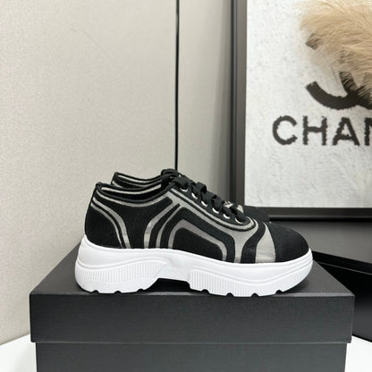 CC 26s Casual Sneakers Rhinestones Black White Mesh Sheepskin 626364