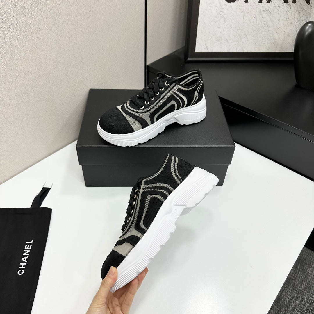 CC 26s Casual Sneakers Rhinestones Black White Mesh Sheepskin 626364