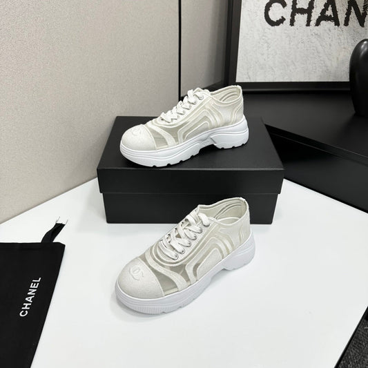 CC 26s Casual Sneakers Rhinestones White Mesh Sheepskin 626365