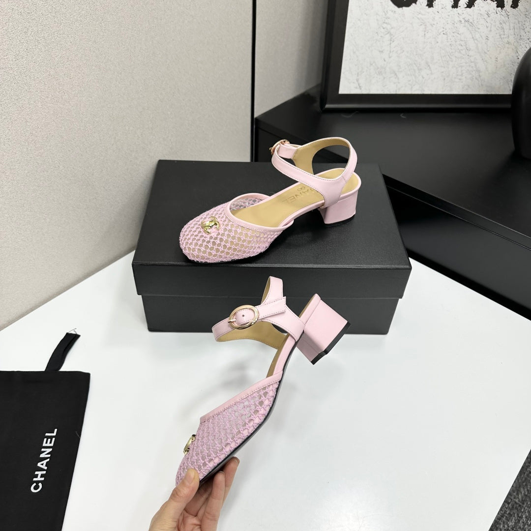 CC 2026 Mary Jane Sandals 45 Light Pink Satin Cowhide 668116