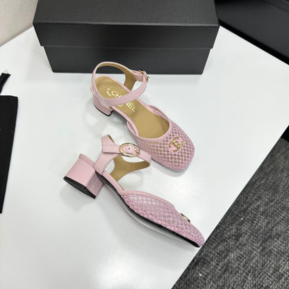 CC 2026 Mary Jane Sandals 45 Light Pink Satin Cowhide 668116