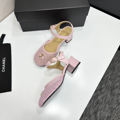 CC 2026 Mary Jane Sandals 45 Light Pink Satin Cowhide 668116