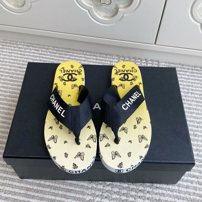 CC 26s Thong Sandals Yellow Pastel Rubber Leather 647680