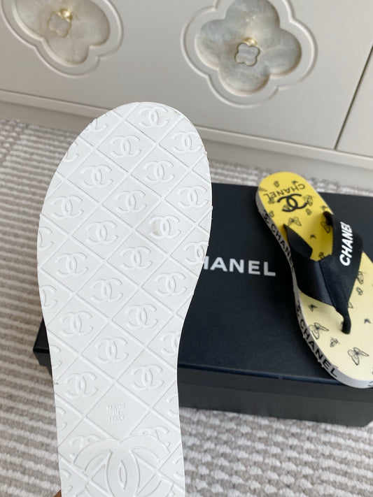 CC 26s Thong Sandals Yellow Pastel Rubber Leather 647680